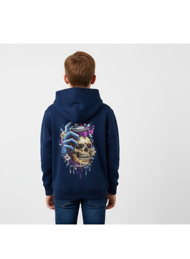 Caesar Milton boys' winter hoodie with prints on the chest and back - Image 3